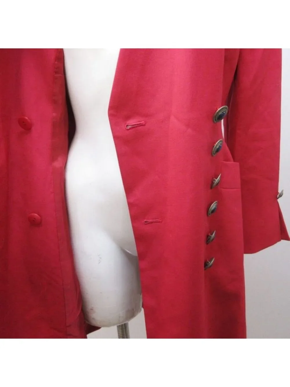 Dior Mademoiselle Vintage Long Coat Jacket Wool Visual Button S Red